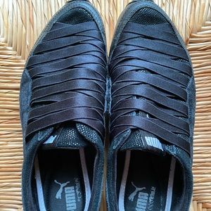 Puma black slip on shoes